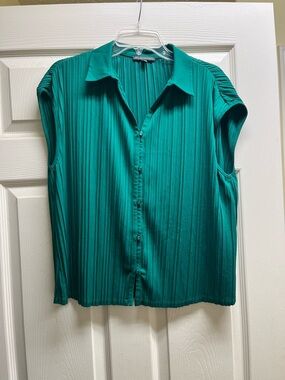 Collared Neck Emerald Green Top by Adrianna Papell